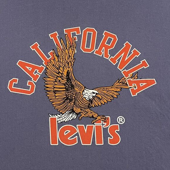 Levis T Shirt Mens Size XL Standard Blue California Eagle Logo Short Sleeve - Picture 8 of 10